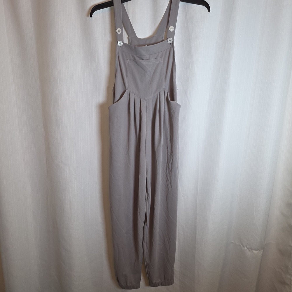 Halara Overalls Women's Gray Button Up Strap Jumpsuit Wide Leg Romper Small